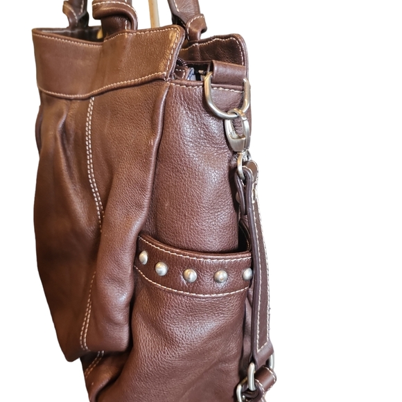 STUNNING BROWN LEATHER STUDDED BAG FROM *FENN WRIGHT MANSON EUC - Picture 6 of 10